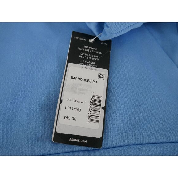 Adidas Youth Blue Pullover Hoodie Athletic Fit with Kangaroo Pocket L - Picture 8 of 8